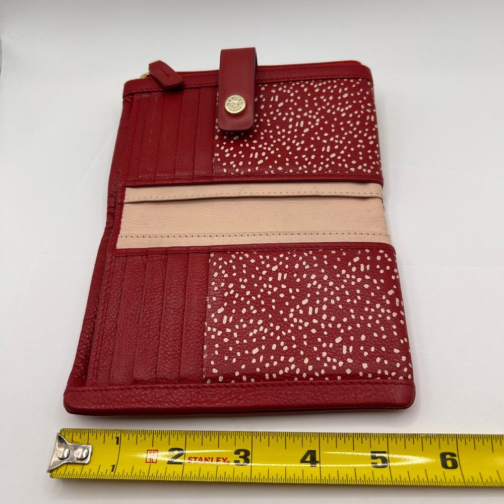 Radley London Red Leather Billfold Wallet 2 Zipper Pockets Very Nice Scottie - Picture 14 of 14